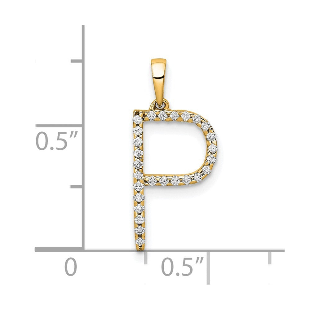 14k Yellow Gold Diamond Letter P Initial Pendant