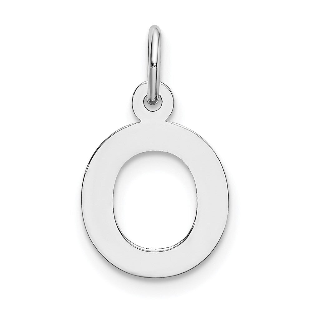 14k White Gold Small Block Letter O Initial Charm Pendant for Women