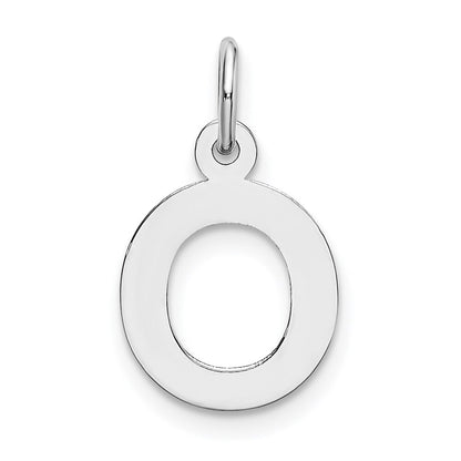 14k White Gold Small Block Letter O Initial Charm Pendant for Women