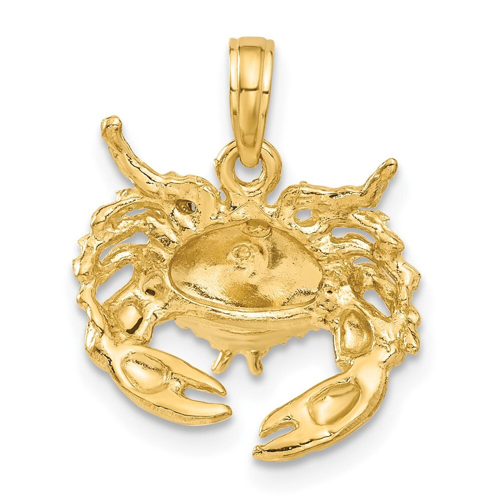 14k Yellow Gold Polished Open-Backed Crab Pendant for Women