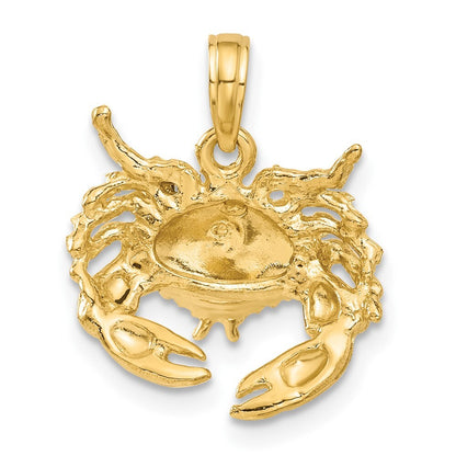 14k Yellow Gold Polished Open-Backed Crab Pendant for Women