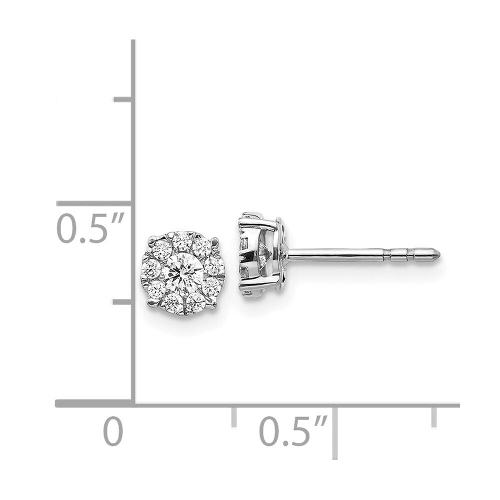14k White Gold Diamond Cluster Stud Earrings