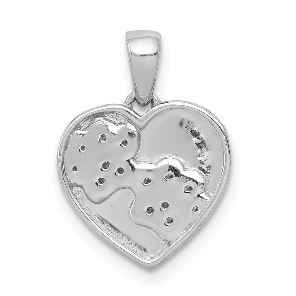 14k White Gold Diamond Paw Prints Heart Pendant for Women