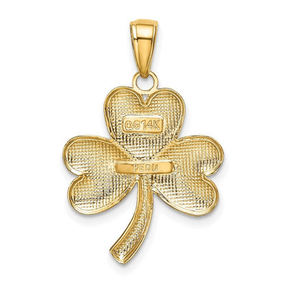 14k Yellow Gold Shamrock Charm Pendant for Women