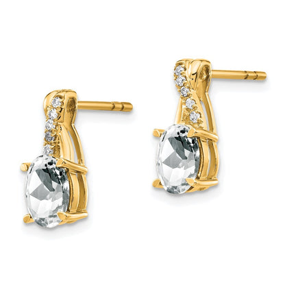 14k Yellow Gold White Topaz and Diamond Drop & Dangle Earrings
