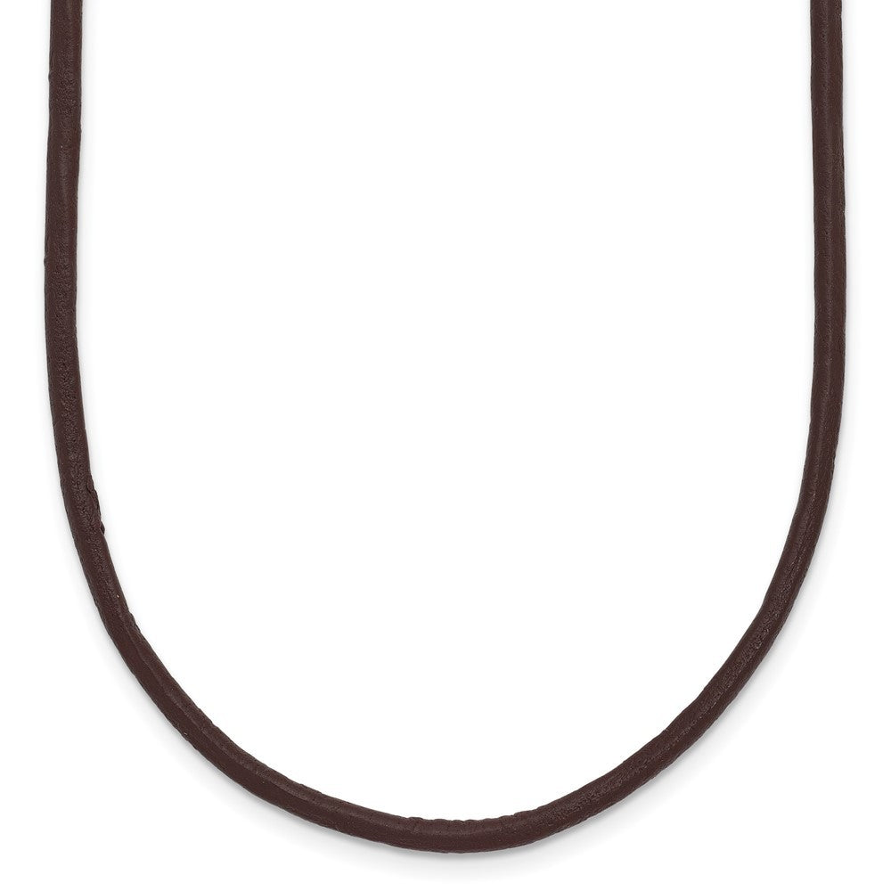 14k Yellow Gold Yellow Clasp 2mm 16 inch Brown Leather Cord Necklace