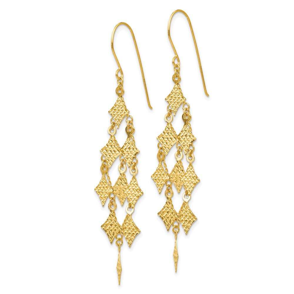 14k Yellow Gold Diamond-cut Chandelier Dangle Earrings
