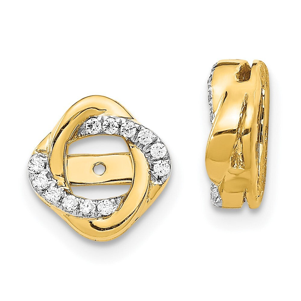 14k Yellow Gold Twisted Diamond Jacket Earrings