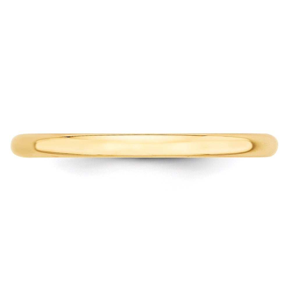 14k Yellow Gold 2mm Lightweight Half Round Wedding Band Ring Size 10