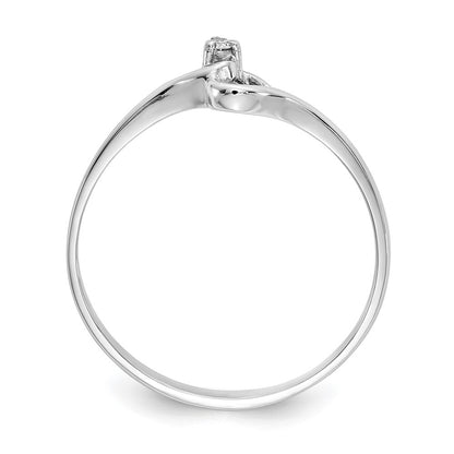 14k White Gold AA Diamond Heart Ring