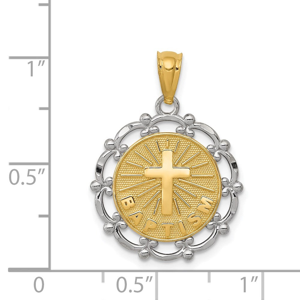 14k Yellow Gold w/Rhodium Baptism Pendant