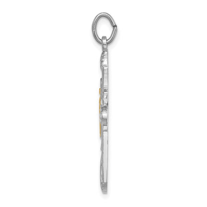 Sterling Silver Rhodium-plated Gold Tone Miraculous Medal Pendant Cross Pendant