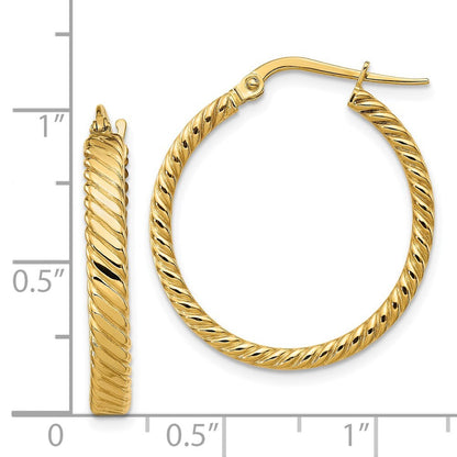 14k Yellow Gold 3.25mm Patterned Hoop Earrings