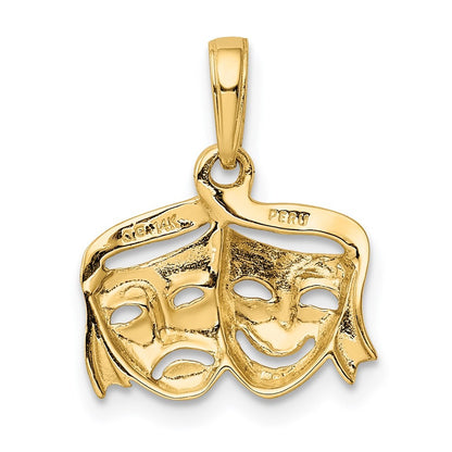 14k Yellow Gold Polished Open-Backed Comedy/Tragedy Pendant