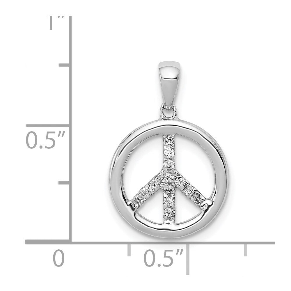 14k White Gold Diamond Peace Sign Pendant for Women