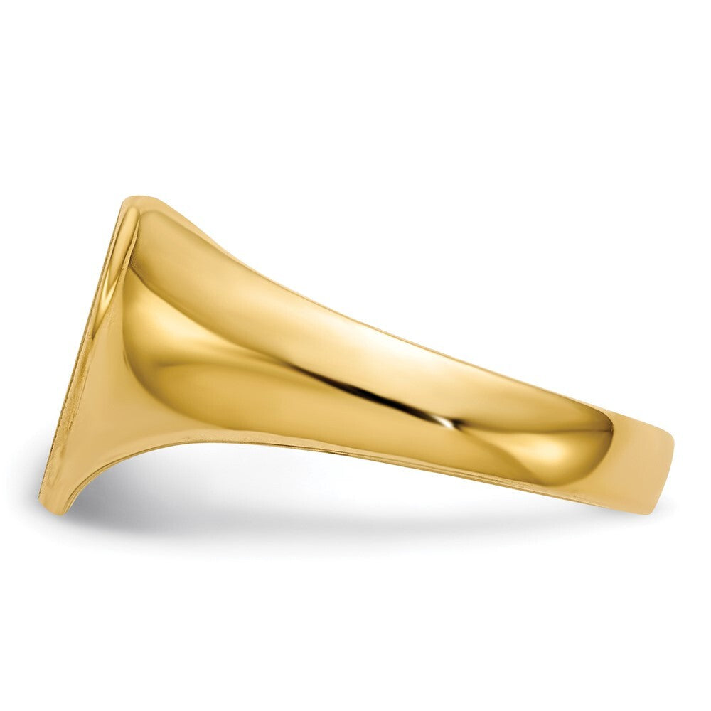 14K Yellow Gold 9.5x9.5mm Open Back Heart Signet Ring