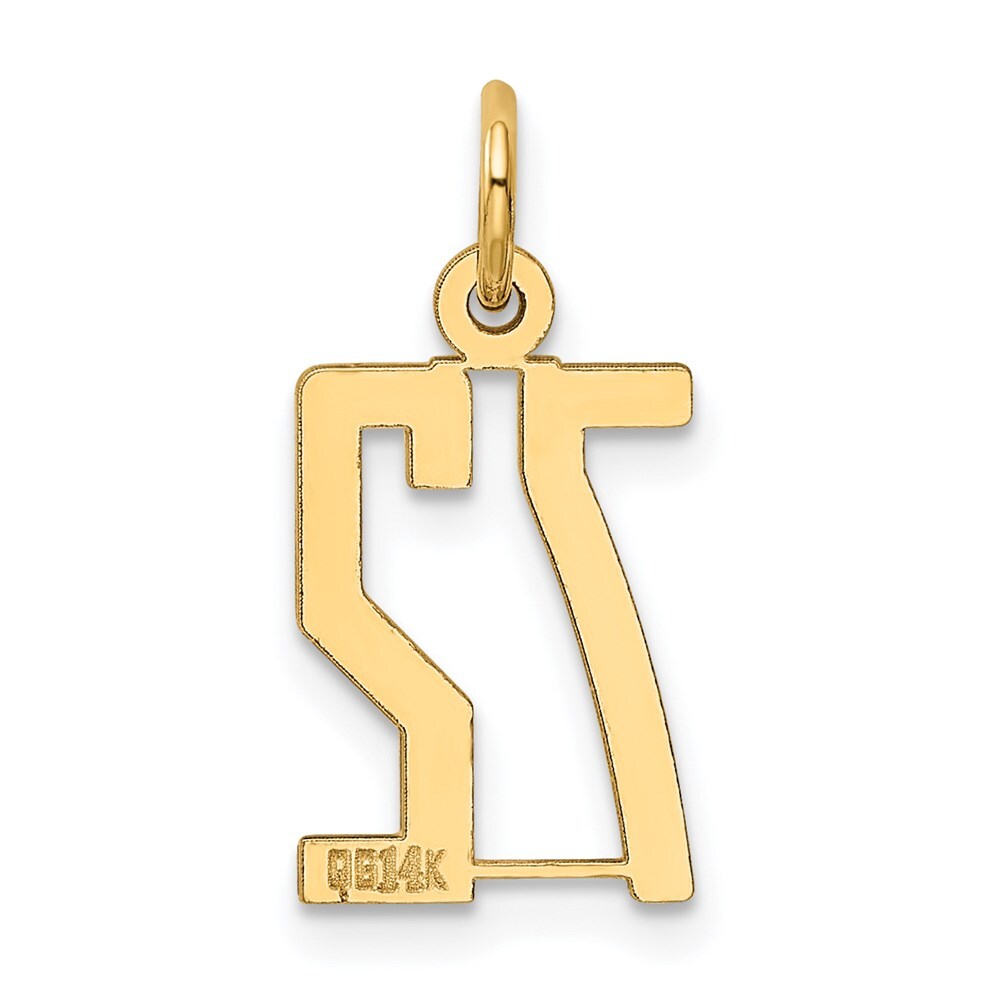 14k Yellow Gold Small Elongated Number 72 Charm Pendant for Women