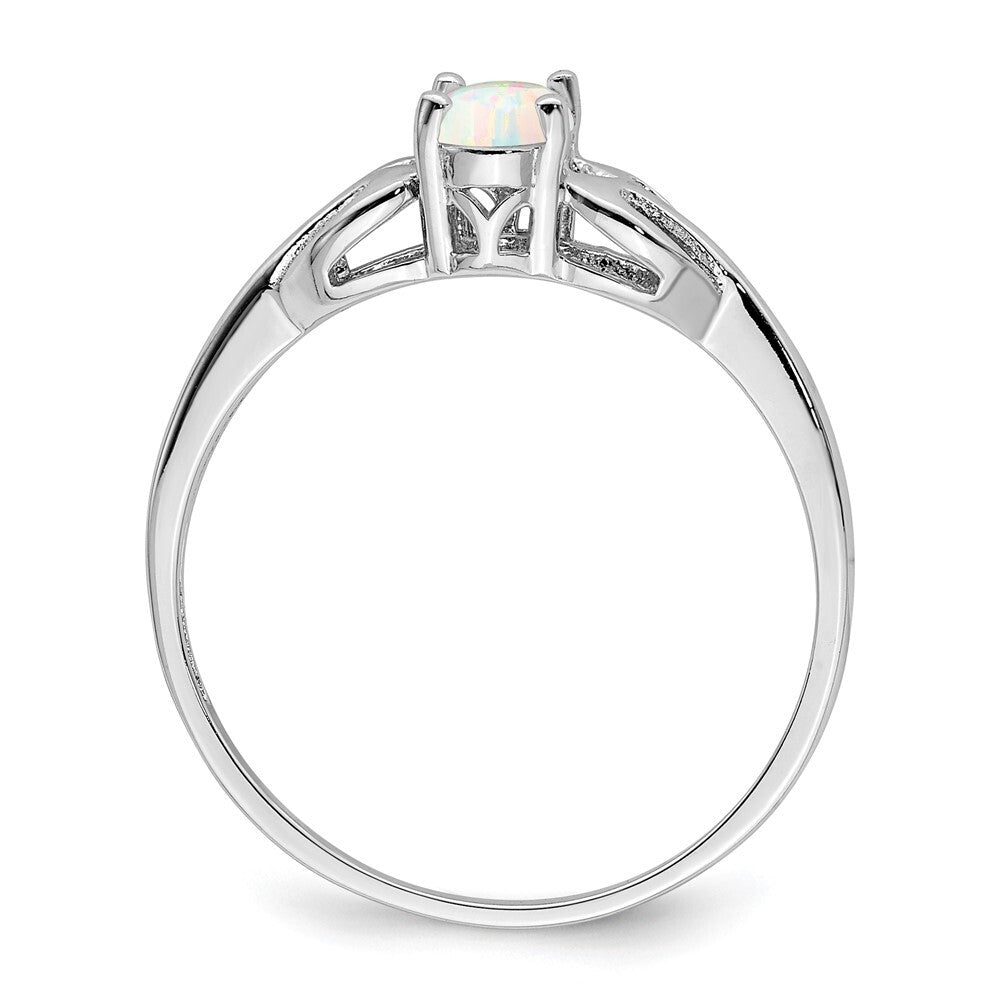 Sterling Silver Rhodium-plated Created Opal Ring