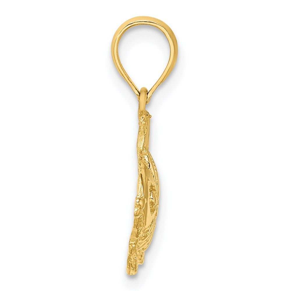 14k Yellow Gold Polished  Engraved Fish Charm