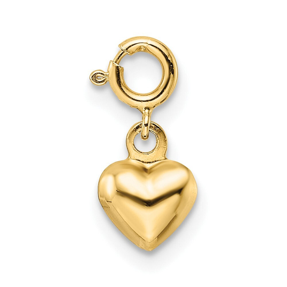 14k Yellow Gold Polished Heart  Spring Ring Clasp Charm Pendant for Women