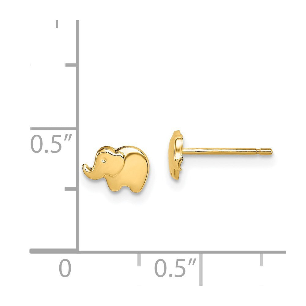 14k Yellow Gold Elephant Stud Earrings Gift for Women