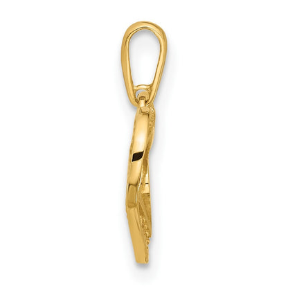 14k Yellow Gold Polished CZ Heart in Heart Pendant