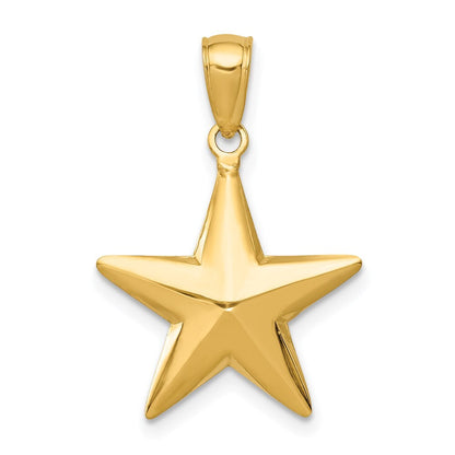 14k Yellow Gold Polished 3-D Star Pendant for Women