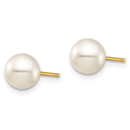 14k Yellow Gold 6-7mm Black & Cultured Pearl 2 Pair Stud Earrings Set for Women