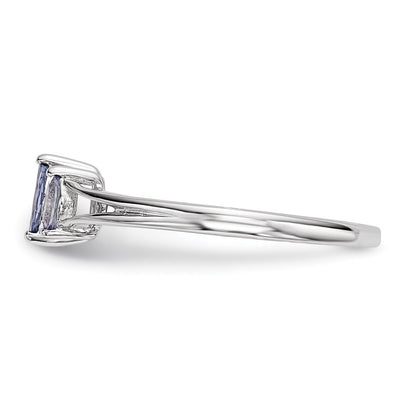 Sterling Silver Rhodium 3 Stone Tanzanite Ring Size 8