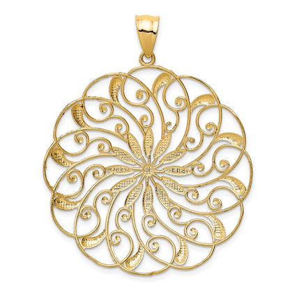 14k Yellow Gold and White Rhodium Meridian Swirl Pendant