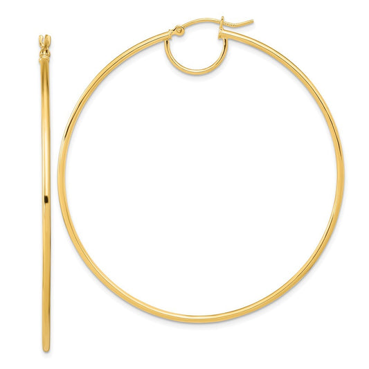 14k Yellow Gold Polished Fancy Hoop Earrings