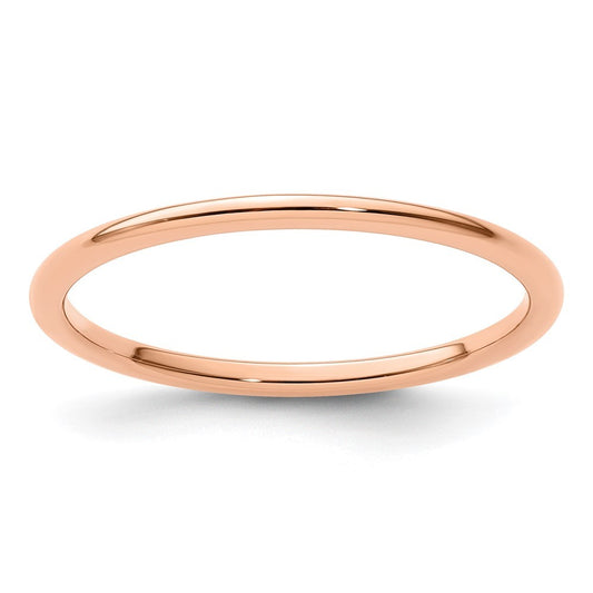 14K Rose Gold 1.2mm Half Round Polished Stackable Band Ring Size 8.5