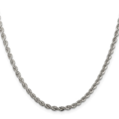 Sterling Silver 3mm Solid Rope Chain Necklace
