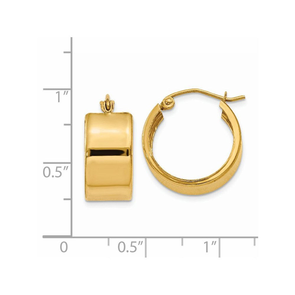 14k Yellow Gold 8.25mm Polished Hoop Earrings Gift for Women