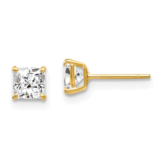 14k Yellow Gold Cubic Zirconia Stud Earrings Gift for Women