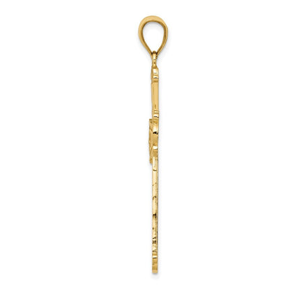 14k Yellow Gold Diamond-cut Cross Pendant