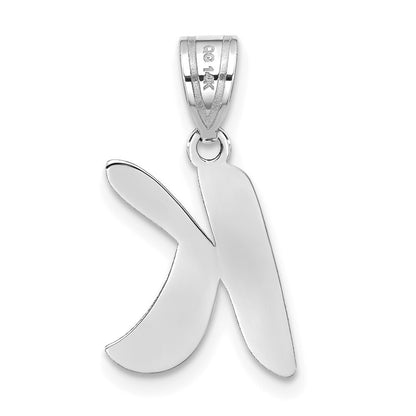 14k White Gold Polished Script Letter K Initial Pendant for Women