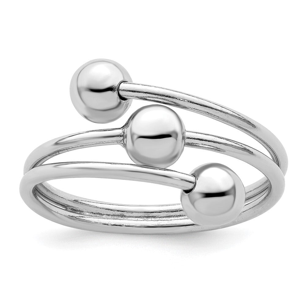 Sterling Silver Rhodium-plated Polished 3 Ball Ring Size 8