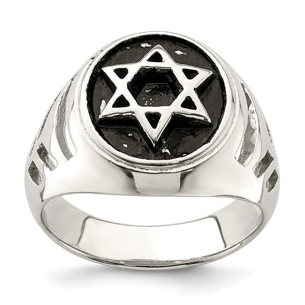 Sterling Silver Antiqued Star of David Ring