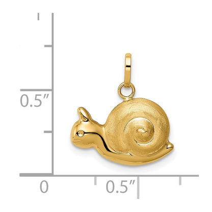 14k Yellow Gold Hollow Satin & Polished Snail Charm Pendant for Women