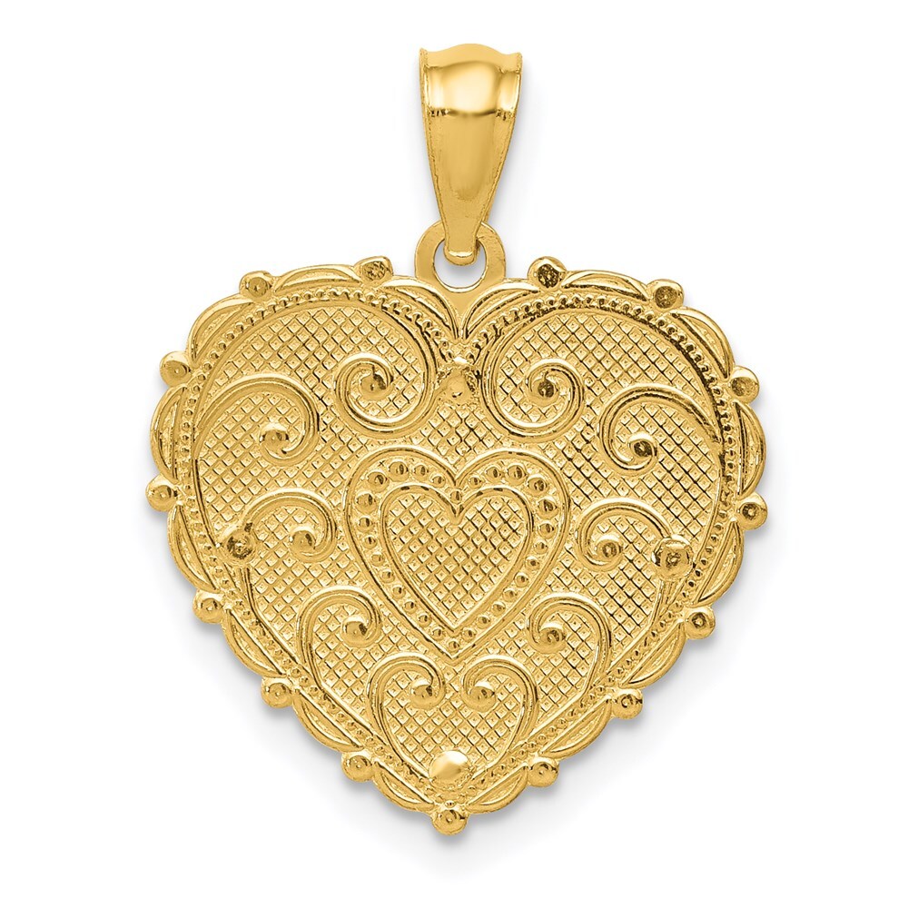 14k Tri-Color Gold Tri-color Polished #1 MOM Shadowbox Pendant for Women