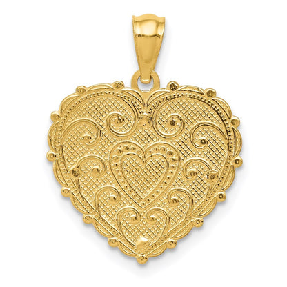 14k Tri-Color Gold Tri-color Polished #1 MOM Shadowbox Pendant for Women
