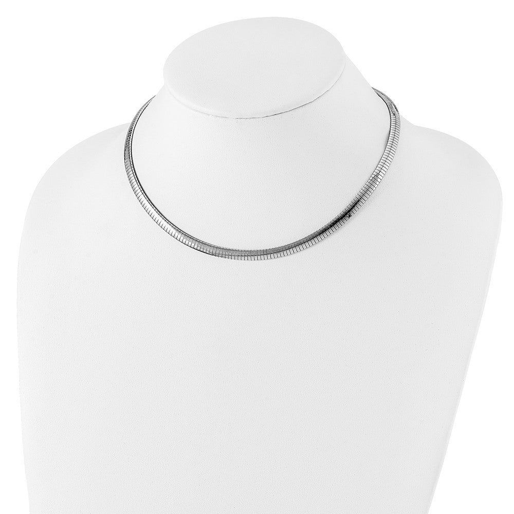 Sterling Silver Rhodium-plated 5.2mm w/2in. Ext Cubetto Chain Necklace