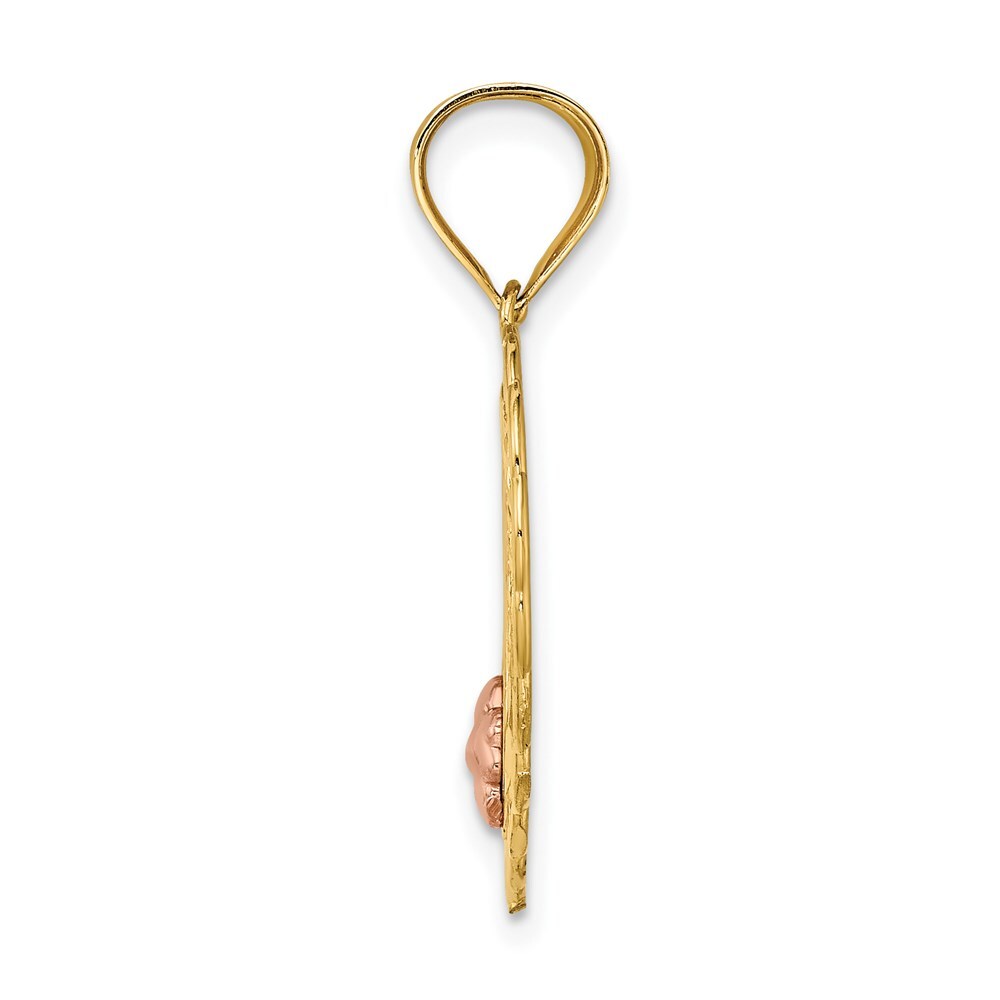 14k Two-tone Gold MOM in Heart Frame Charm Pendant for Women
