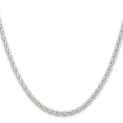 Sterling Silver Rhodium-plated 3.7mm Round Spiga Chain Necklace
