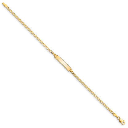 14k Yellow Gold Solid Chain Curb Link 20x4.8mm Plate 5.5" ID Bracelet