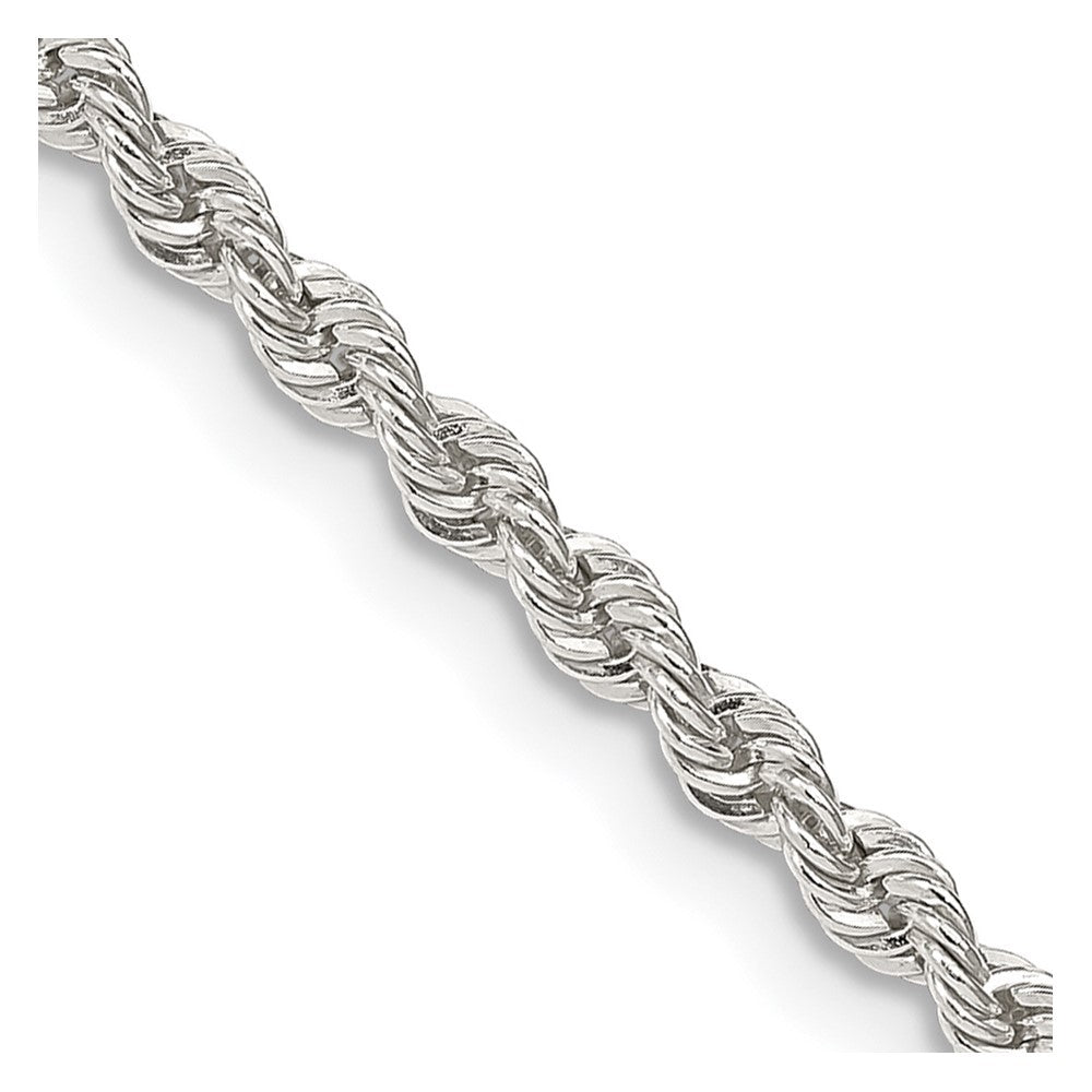 Sterling Silver 2.5mm Solid Rope Chain Necklace