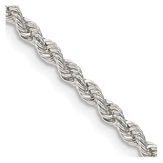 Sterling Silver 2.5mm Solid Rope Chain Necklace