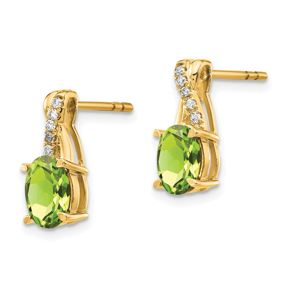 14k Yellow Gold Peridot and Diamond Drop & Dangle Earrings