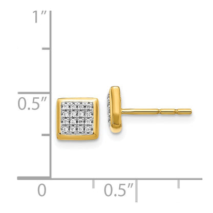 14k Yellow Gold Diamond Stud Earrings